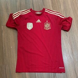 Spain Adidas FIFA World Champions 2010 Red/Gold Adult Small Short Sleeve Jersey